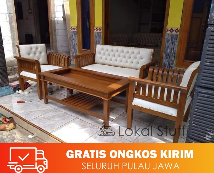Kursi tamu meja flamboyan jepara kayu jati